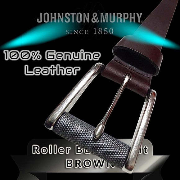 Johnston & Murphy Roller Buckle Belt | 42 inch Brown Leather | Style 75-7503 - Picture 7 of 13